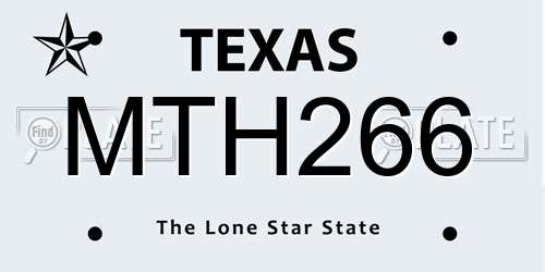 MTH266 Texas License Plate