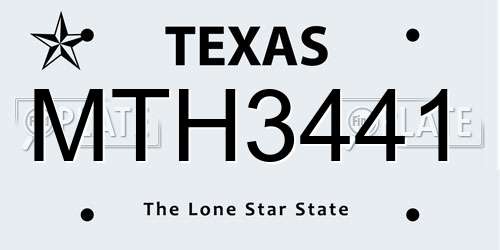 MTH3441 Texas License Plate