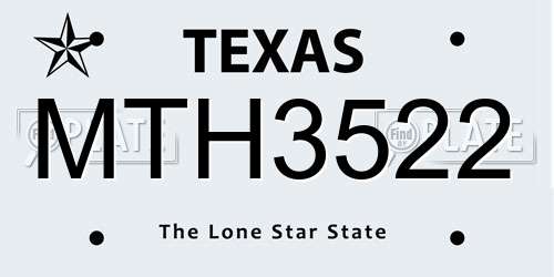 MTH3522 Texas License Plate