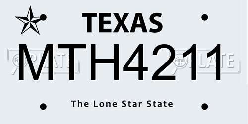 MTH4211 Texas License Plate