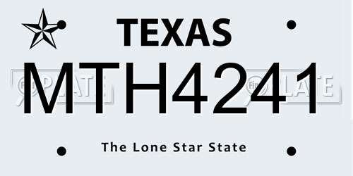 MTH4241 Texas License Plate