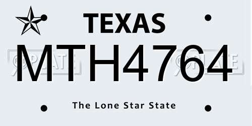 MTH4764 Texas License Plate