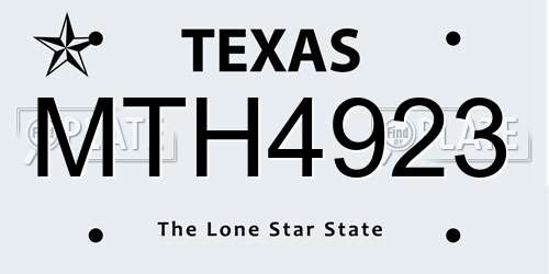 MTH4923 Texas License Plate