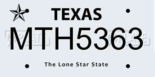 MTH5363 Texas License Plate