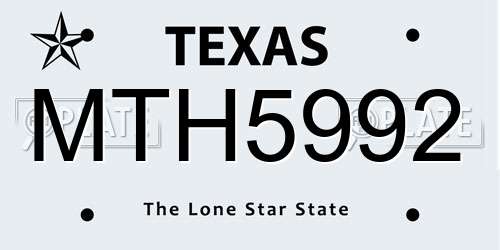 MTH5992 Texas License Plate