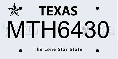 MTH6430 Texas License Plate