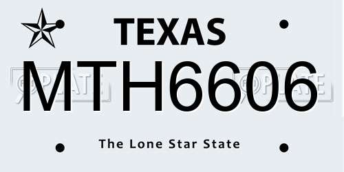 MTH6606 Texas License Plate