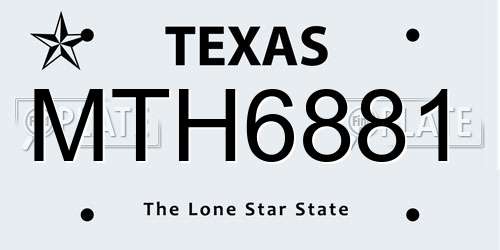 MTH6881 Texas License Plate