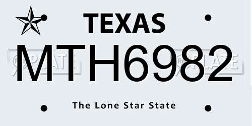 MTH6982 Texas License Plate