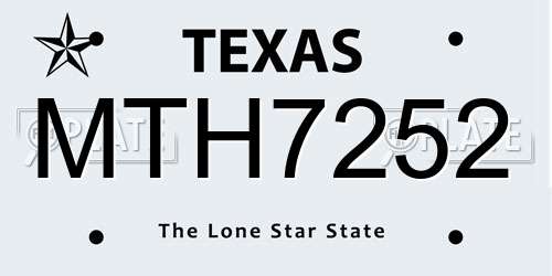 MTH7252 Texas License Plate
