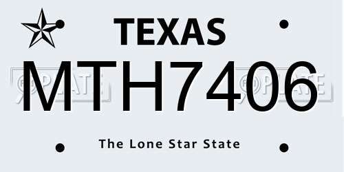 MTH7406 Texas License Plate