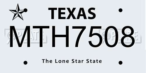 MTH7508 Texas License Plate