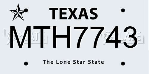 MTH7743 Texas License Plate