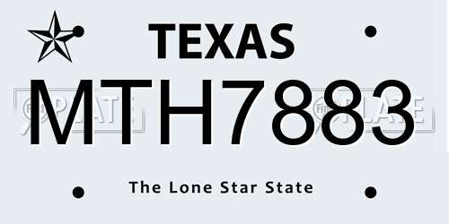 MTH7883 Texas License Plate