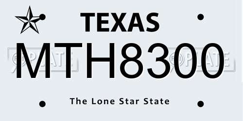MTH8300 Texas License Plate