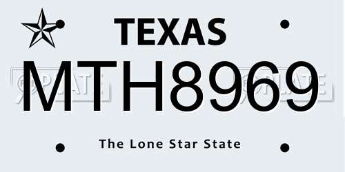 MTH8969 Texas License Plate