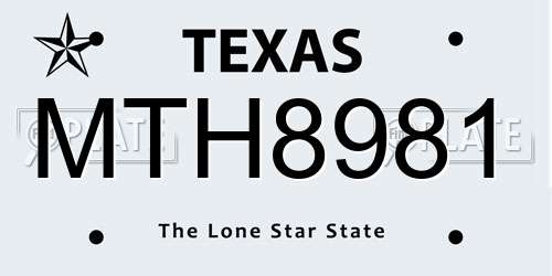 MTH8981 Texas License Plate