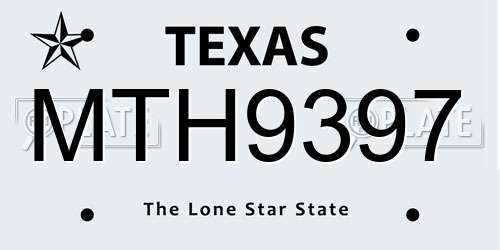 MTH9397 Texas License Plate