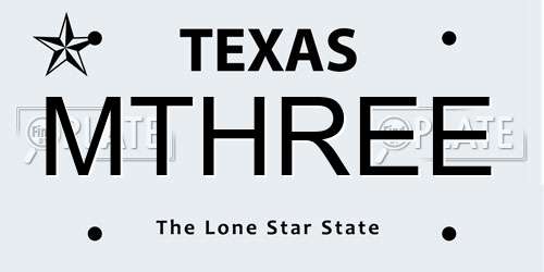 MTHREE Texas License Plate