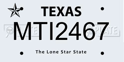 MTI2467 Texas License Plate