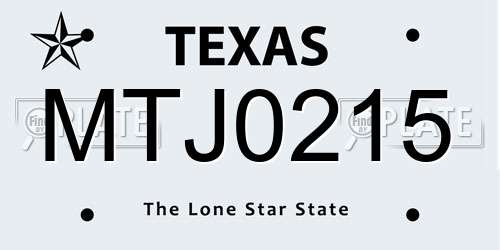 MTJ0215 Texas License Plate