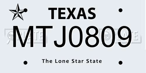 MTJ0809 Texas License Plate
