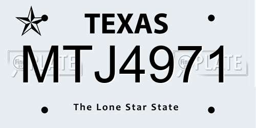 MTJ4971 Texas License Plate