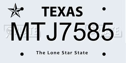 MTJ7585 Texas License Plate