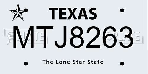 MTJ8263 Texas License Plate