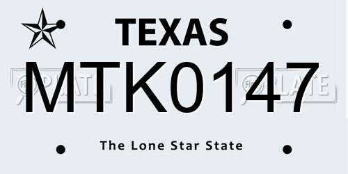 MTK0147 Texas License Plate