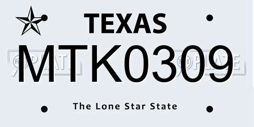 MTK0309 Texas License Plate