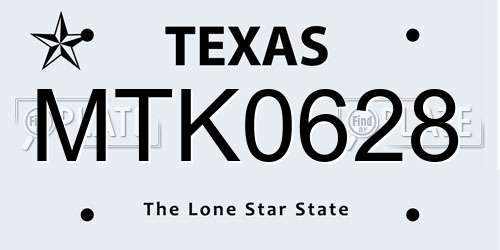 MTK0628 Texas License Plate