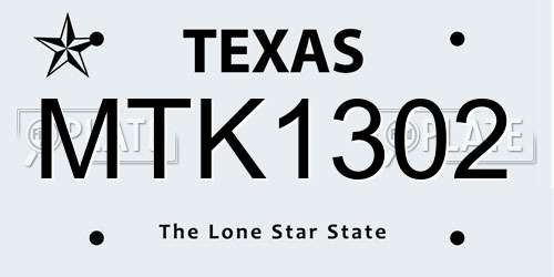 MTK1302 Texas License Plate