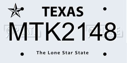 MTK2148 Texas License Plate