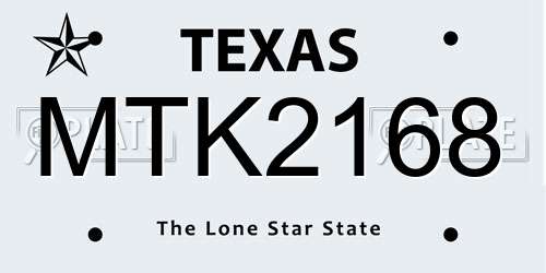 MTK2168 Texas License Plate