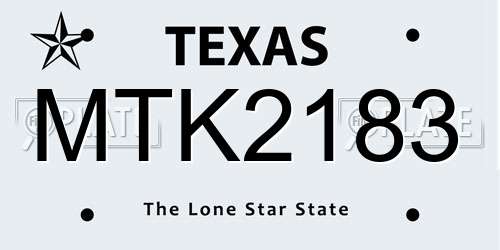 MTK2183 Texas License Plate