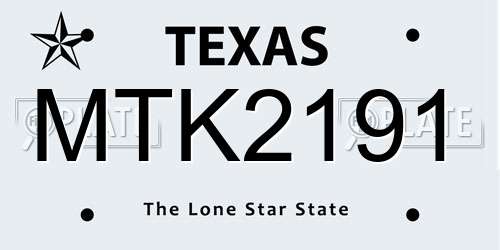 MTK2191 Texas License Plate