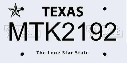 MTK2192 Texas License Plate