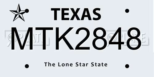 MTK2848 Texas License Plate