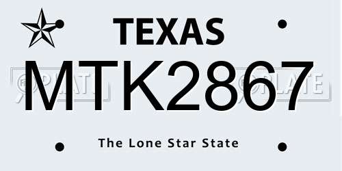 MTK2867 Texas License Plate