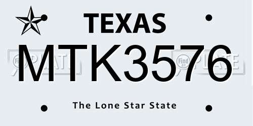 MTK3576 Texas License Plate