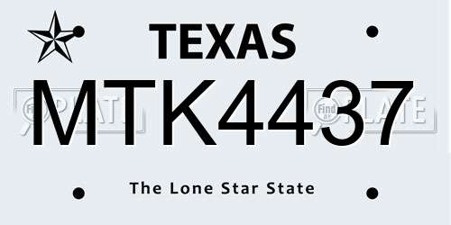MTK4437 Texas License Plate