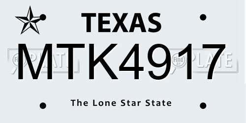 MTK4917 Texas License Plate