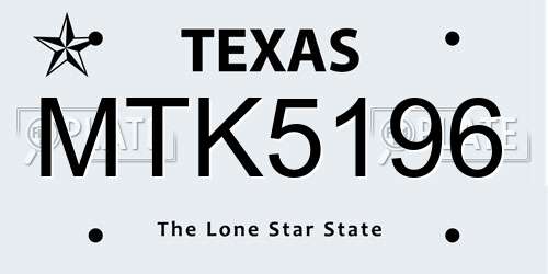 MTK5196 Texas License Plate