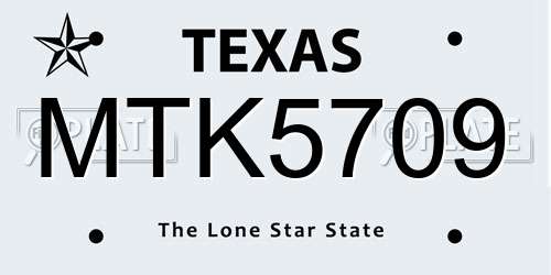 MTK5709 Texas License Plate
