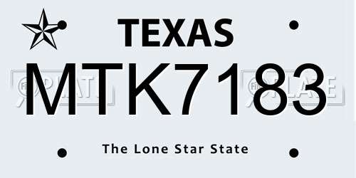 MTK7183 Texas License Plate