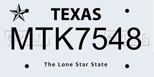 MTK7548 Texas License Plate