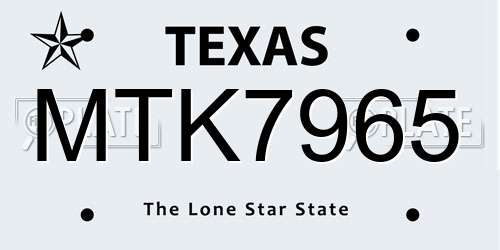 MTK7965 Texas License Plate