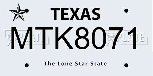 MTK8071 Texas License Plate