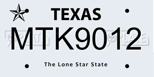 MTK9012 Texas License Plate